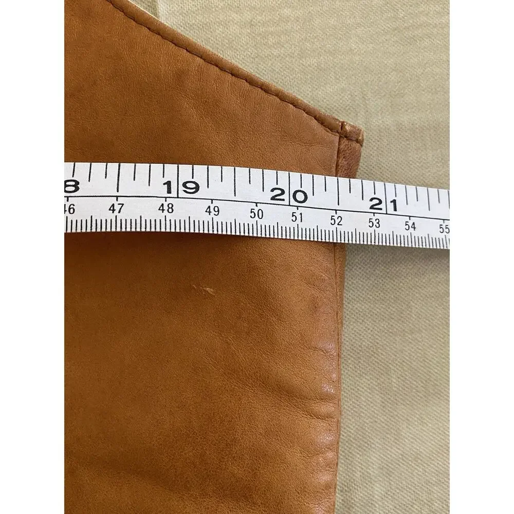 Genuine Leather Men's Vintage Button Vest Made in‎ Mexico Size 44 Tan/Brown